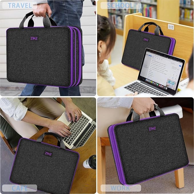 ZINZ Expandable Laptop Case 15.6 Inch Sleeve, Protective Carrying Case Compatible with MacBook Neo 16", MacBook Pro 16"/15.4", Dell XPS 16" and Most 15" 15.6" 16" Notebook，BK01PU01