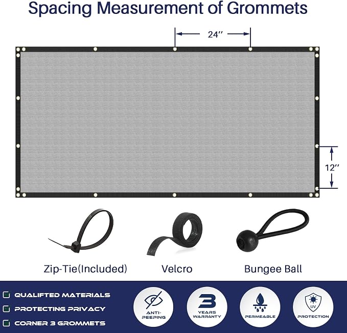 Windscreen4less 4' x 141' Privacy Fence Screen Heavy Duty Windscreen Fencing Mesh Fabric Shade Net Cover with Brass Grommtes for Outdoor Wall Garden Yard Pool Deck Gray