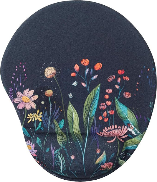 Mr. Pen- Ergonomic Mouse Pad with Wrist Rest, Midnight Bloom Design, Breathable Fabric with Memory Foam Cushion, Non-Slip Rubber Base, Gel Mouse Pad with Wrist Support