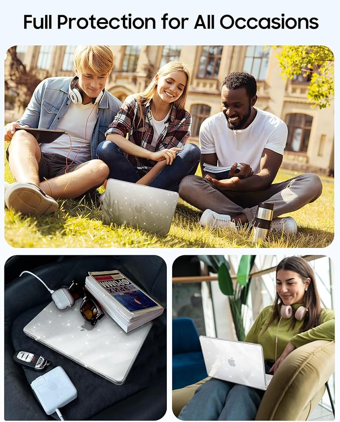 Fintie Compatible with MacBook Neo 13 Inch Case 2026 Model A3404 with A18 Pro Chip, Ultra-Thin Scratch Resistant Protective Hard Shell Cover with Keyboard Skin & Screen Protector (Glitter Clear)