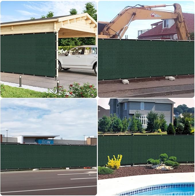 E&K Sunrise 4' x 209' Privacy Fence Screen with Grommets, Outdoor Windscreen Fence Covering Privacy Screen UV Blockage for Backyard Garden Patio, Zip Ties Included (Green)