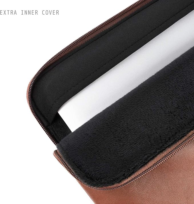 Comfyable Slim Laptop Sleeve Compatible with 13 Inch MacBook Air 13 in M5 M4 M3 M2, 13" MacBook Pro/Neo, PU Leather Bag Water-Resistant Cover Case, Brown