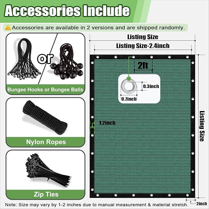 90% Outdoor Sun Shade Cloth, 6' x 12' Pergola Shade Cover with Grommets, Privacy Screen Sunshades for Patio Garden Backyard Plant, Green