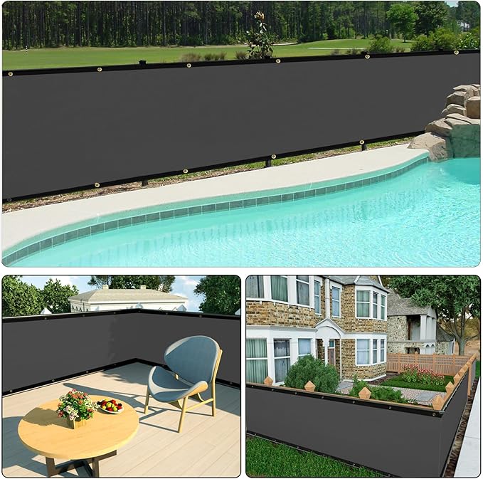 UPGRADE Privacy Fence Screen 4'x38' Dark Grey Outdoor 90% Visibility Blockage 170 GSM Mesh Shade Cover Panels for Backyard,Balcony,Home Decoration with Zip Ties,Customized Avaliable