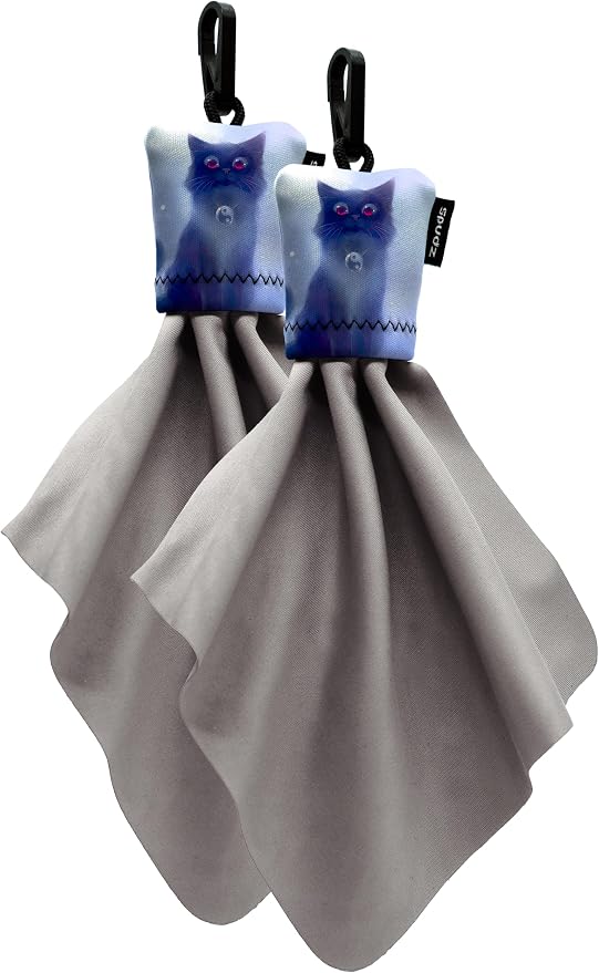 SPUDZ Classic Microfiber Lens Cleaner – Clip-On Pouch, Washable – for Binoculars, Scopes, Glasses, Screens | Classic | Cat, 6 x 6 Inch (2-Pack)