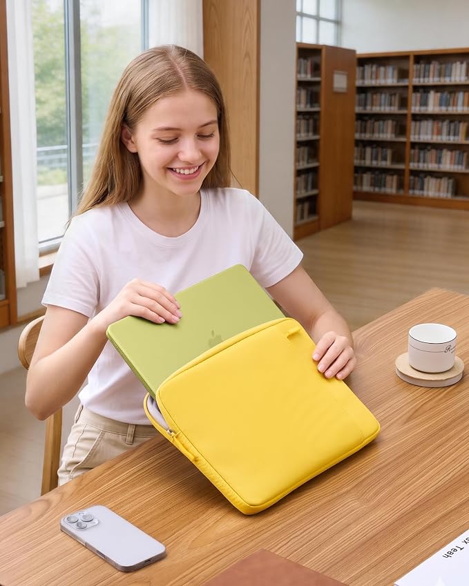 ProCase Laptop Sleeve for MacBook Neo 13 inch 2026 (Model A3404, A18 Pro), Protective Case with Soft Lining, Slim Travel Sleeve with Pocket for Accessories, Tailored for MacBook Neo 13” -Citrus