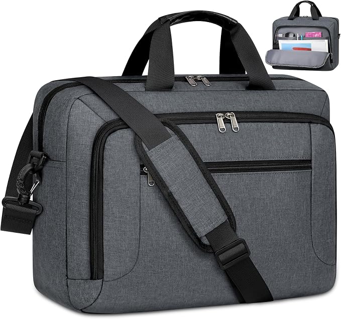 Dakuly Laptop Bag 17.3 Inch Laptop Briefcase Large Waterproof Laptop Case for Men Women Business Office Work Computer Bag 17 Inch Adjustable Shoulder Messenger Bag, Grey