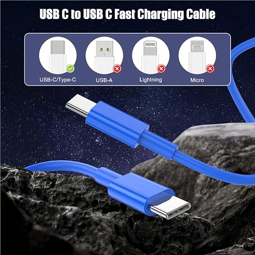 3-Pack Blue [3.3FT+6.6FT+10FT] 60W USB C to USB C Cable, Type C Fast Charging Cable for iPhone Air 17 16e 16 15 Pro Plus Pro Max，for Galaxy S25, for iPad Pro/Air/mini, for MacBook Pro/Air and More