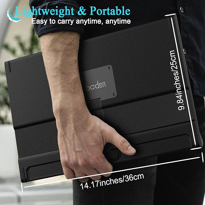 15.6Inch Laptop Monitor Exteder, Portable Monitor for Laptops 1080P FHD USB C Laptop Screen Extender with Brightness Adjustment Dial, Lap Second Screen, Travel Monitor for Mac PC Phone