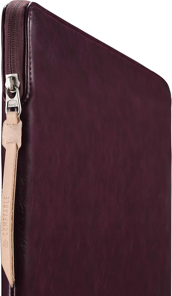 Comfyable Slim Protective Laptop Sleeve Compatible with 13/14 Inch MacBook Air & MacBook Pro M5/M4/M3/M2 Pro/Max 2026, Mac Travel Case, Laptop Pouch, Slim PU Leather Cover, Berry Brown