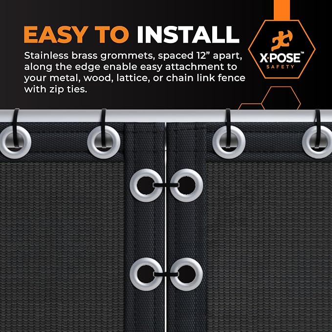 Xpose Safety Privacy Fence Screen 6’ x 50’ (2 Pack) – Heavy Duty Black Mesh with 90% Visibility Block, UV Protection – Includes Cable Ties – for Garden, Yard, Nursery, Kennel, Dog Run, Greenhouse