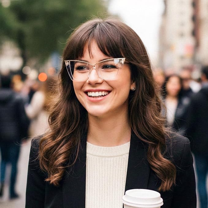 FEISEDY Fashion Cat Eye Blue Light Blocking Glasses for Women Fake Retro Eyeglasses Oversized Stylish Eyewear Frame B0240