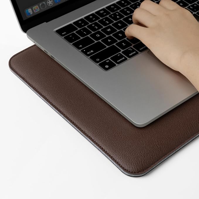 Comfyable Laptop Sleeve 15 Inch Precisely Compatible with MacBook Air 15" M5 M4 M3 M2 2026, Faux Leather Cover Case, Coffee