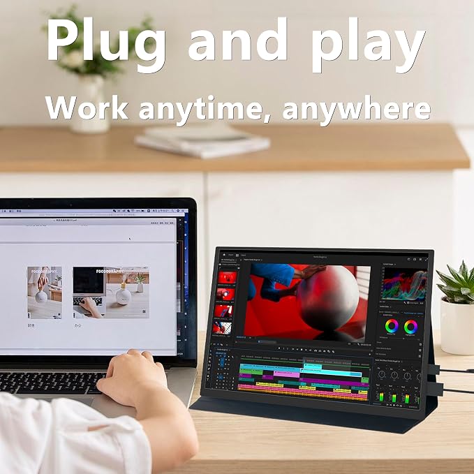 Portable Monitor 10.5'' 1920×1280 (3:2) IPS Display, 100% sRGB, 430 Nits HDR, USB-C & HDMI Travel Monitor with Smart Case & Speakers, External Monitor for Laptop Mac Phone PS5 Xbox Switch