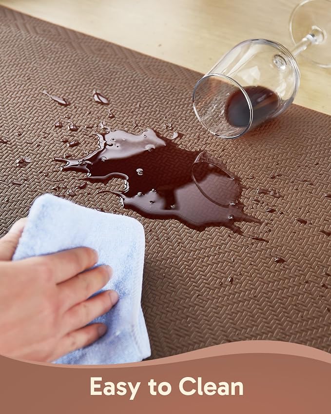 Ophanie Kitchen Mats for Floor, 3/4 Inch Thick Kitchen Rugs, 24'' x 70'' Anti Fatigue Standing Cushioned Mat, Waterproof,Comfort Ergonomic Mat for Office, Home, Sink, Brown Non-Slip Bottom
