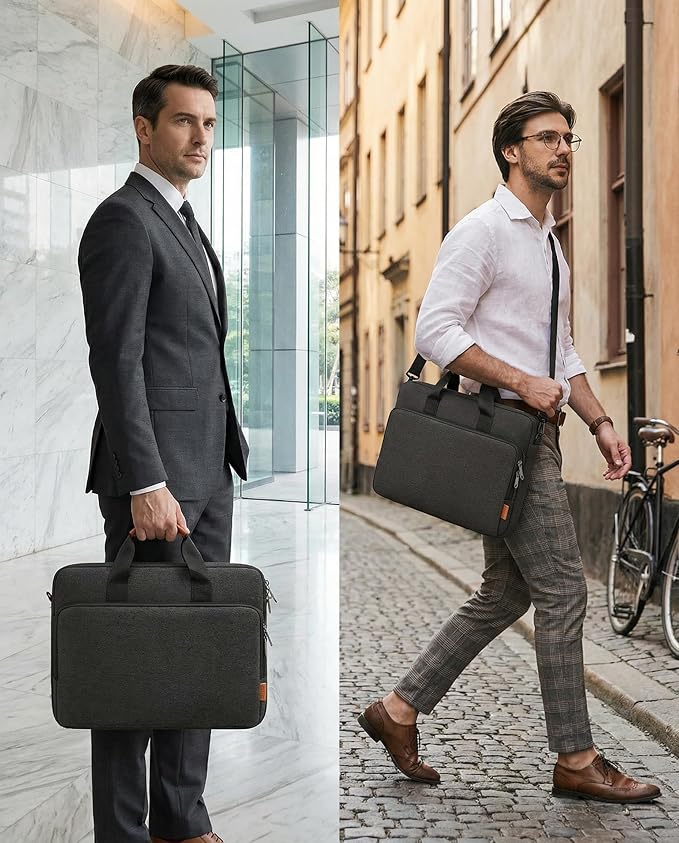 bagasin 17 17.3 18 inch Laptop Computer PC Shoulder Bag Carrying Case, Water-Repellent Fabric Briefcase, Lightweight Toploader, Business Casual or School