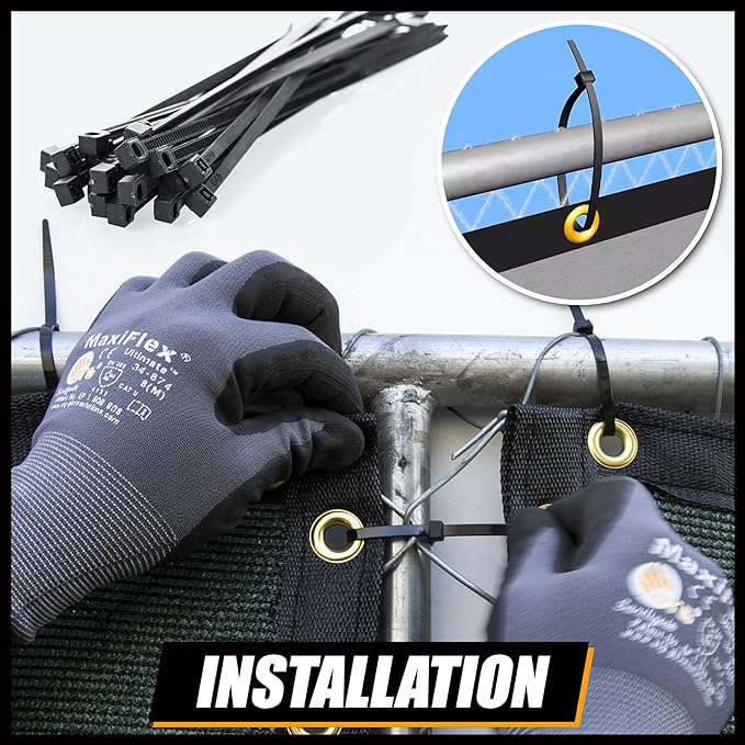Royal Shade Custom Size 4' x 110' Grey Fence Privacy Screen Windscreen Cover Netting Mesh Fabric Cloth - Cable Zip Ties Included (We Make Custom Size)