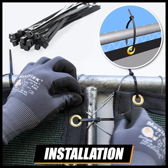 Royal Shade Custom Size 4' x 14' White Fence Privacy Screen Windscreen Cover Netting Mesh Fabric Cloth - Cable Zip Ties Included (We Make Custom Size)