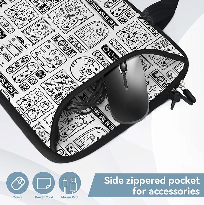 RICHEN Messenger Bag Carrying Case Sleeve with Handle Accessory Pocket Fits Laptops/Notebook/ebooks/Kids tablet/ipad (11-13.3 inch, Animal Cartoon)