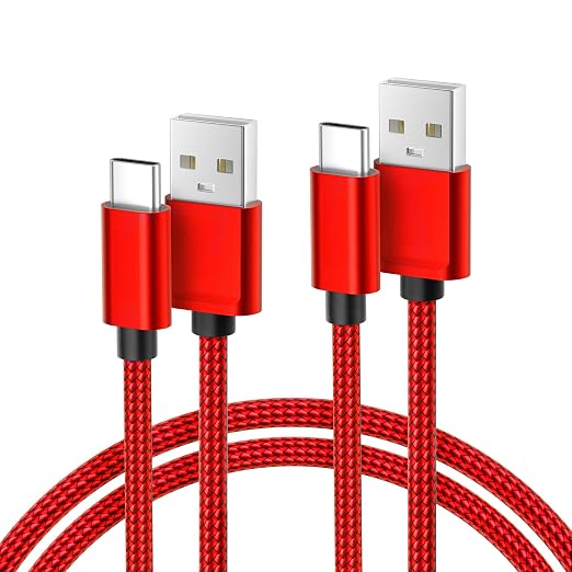 Basesailor for iPhone 17 16 Pro Max Charger Cord,USB to USB C Cable,Type C Charging Power Cord for Apple 17e 15 iPad 10 Air 4 5,Samsung Galaxy S26 S25 S24 S23,Red,2Pack 6.6FT(2M)