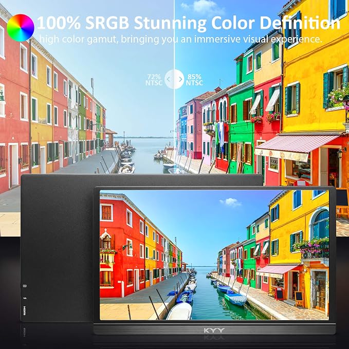 KYY Portable Monitor 15.6'' FHD 1080P Portable Laptop Monitor USB C HDMI Gaming Monitor