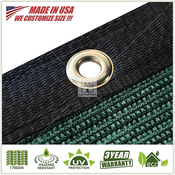 ColourTree 8' x 50' Green Fence Privacy Screen Windscreen Cover Fabric Shade Tarp Netting Mesh Cloth - Commercial Grade 170 GSM - Heavy Duty - 3 Years Warranty (We Make Custom Size)
