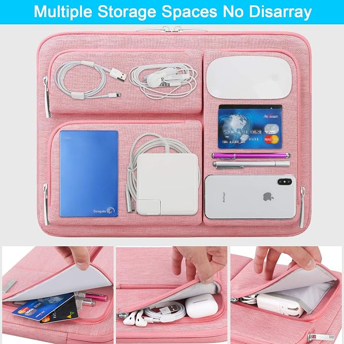 Lacdo 360° Protective Laptop Sleeve Case for 13 inch New MacBook Air M5 A3449 (2026), M4 A3240 2025, M3 A3113, M2 A2681, M1 A2337 | 13 inch New MacBook Neo A18 Pro A3404 (2026) Computer Bag, Peach