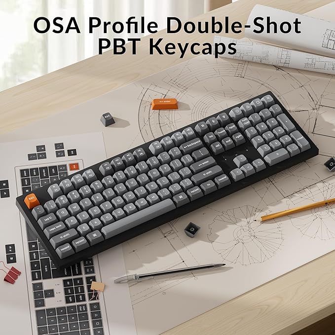 Keychron K10 Max Wireless Custom Mechanical Keyboard, 100% Layout QMK 2.4 GHz Bluetooth White Backlit with Hot-swappable Keychron Super Banana Switch Compatible with Mac Windows Linux