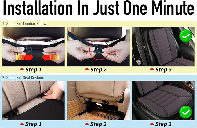 Lofty Aim Car Seat Cushion with Back Support Pillow, Comfy Lumbar Support & Seat Cushion, Memory Foam Driving Pillow for Back-Sciatica Pain Relief, Auto Pad Suitable for Car, Truck, SUV - Dark Grey
