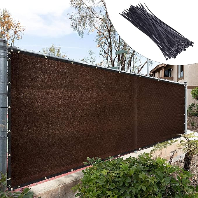 Royal Shade Custom Size 5' x 99' Brown Fence Privacy Screen Windscreen Cover Netting Mesh Fabric Cloth - Cable Zip Ties Included (We Make Custom Size)