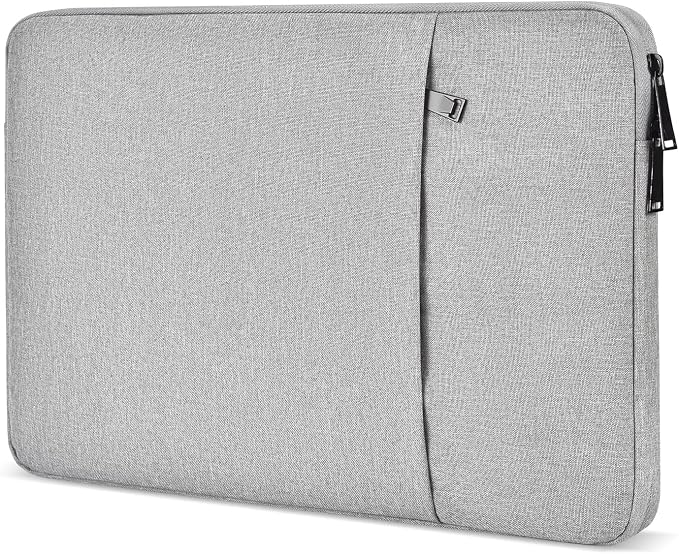 Laptop Sleeve Case 15.6 16 inch, Shockproof Protective Computer Carrying Cover with Accessory Pocket, Water-Resistant Travel Laptop Bag for HP, Dell, Lenovo, Acer, ASUS, Chromebook -Grey