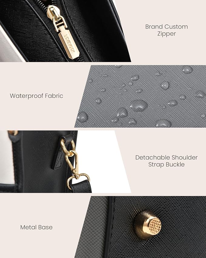 LOVEVOOK Laptop Bag for Women, 15.6'' Laptop Tote Purse 2-in-1 Professional Work Bag Business Briefcase with Clutch Purse, Waterproof Leather Computer Handbag for Teacher Office Travel