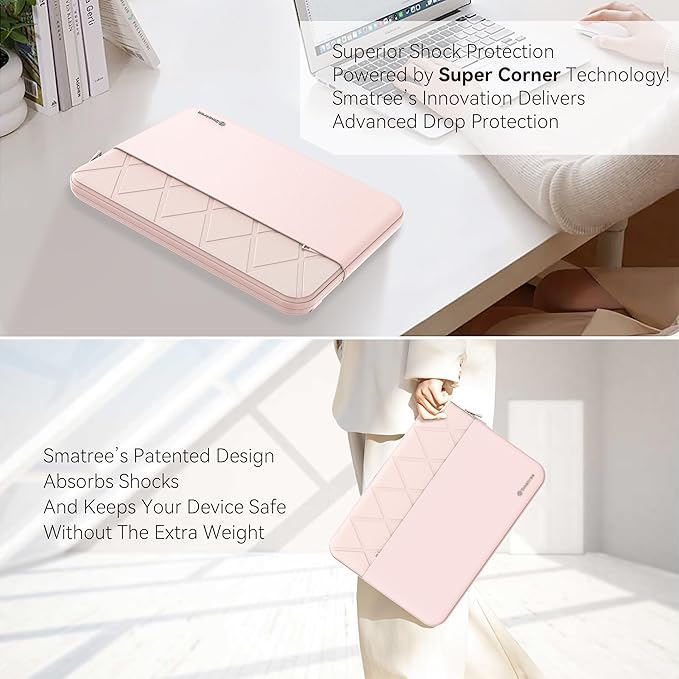Smatree Laptop Sleeve for 13 inch Microsoft Surface Laptop Copilot+PC 2025, for 13 inch Surface Pro/SurfacePro for Business Copilot+PC, for 13inch SurfacePro 11/10/9/8, Case with Pocket, Pink (E311P)