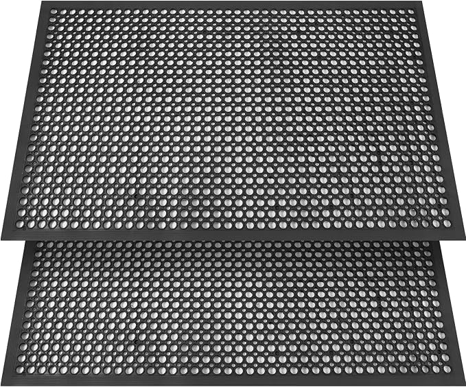 Anti Fatigue Rubber Floor Mat 2 Pack Restaurant Kitchen Mats for Floors Rubber Non-Slip Bar Floor Mats Door mat Drainage Mats Utility Garage Indoor Outdoor Use 36 x 60 Inches