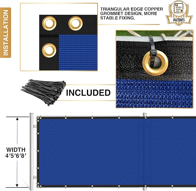 Privacy Fence Screen 6' x 187' Fencing Cover Heavy Duty Mesh Windscreen Cloth for Outdoor Garden Patio Backyard Chain Link Fence Blue