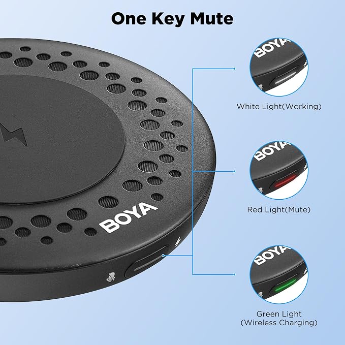 BOYA Blobby USB Conference Microphone,Desktop Computer Microphone with Wireless Charger, Omnidirectional Condenser PC Mic for Video Conference Online Class Skype Zoom Meeting