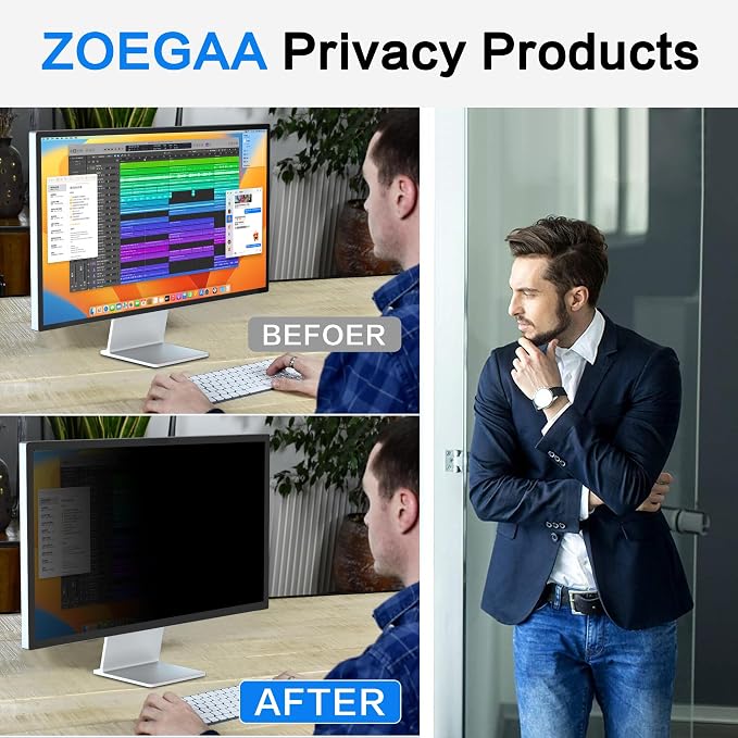 ZOEGAA 27 inch iMac Privacy Screen Filter for Studio Display, Removable Computer Screen Privacy Shield and Anti-Glare Screen Protector