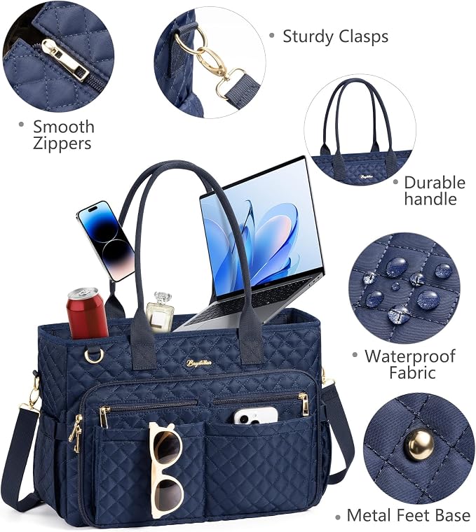 Bagstellar Teacher Bags for Women, 15.6 inch Laptop Work Tote Bag Quilted Nurse Bible Computer Shoulder Bag for School Travel | Dream Tote Work Bag