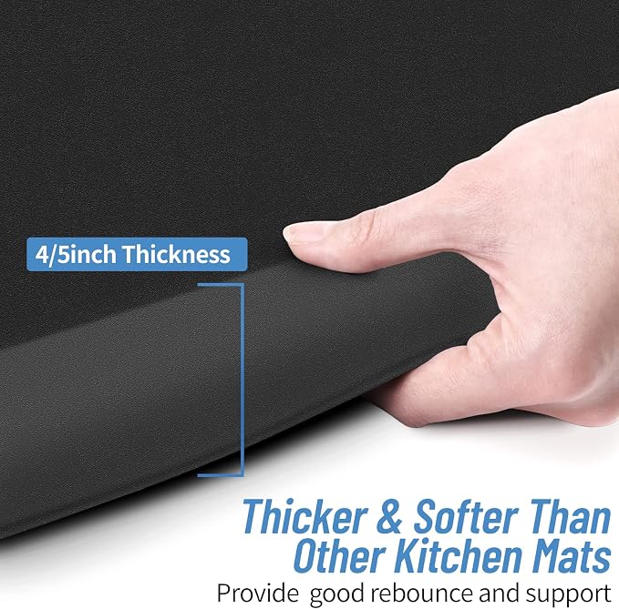 4/5 Inch Thick Kitchen Mat - Cushioned Anti Fatigue Mats for Kitchen Floor - Easy to Clean, Waterproof, Non-Slip Kitchen Rug for Sink, Office, Kitchen (30''x108'' Black)