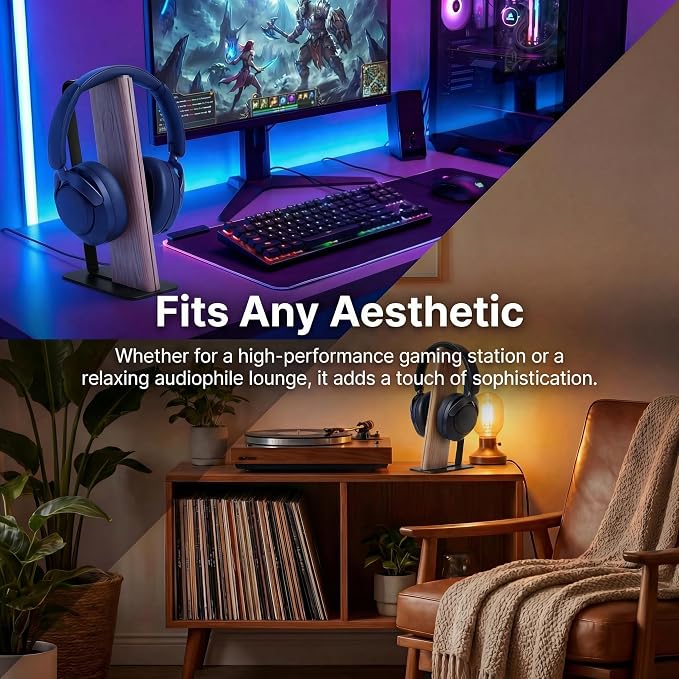Headphone Stand for Desk, Weighted Base Headset Holder for AirPods Max Sony Bose Beats Sennheiser, Stable Gaming & Studio Earphone Rack, Light