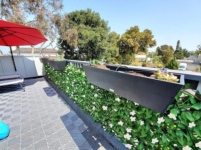 GLANT Expandable Fence Privacy Screen for Balcony Patio Outdoor,Decorative Faux Ivy Fencing Panel,Artificial Hedges (Single Sided Leaves) (4, Green-Flowers)