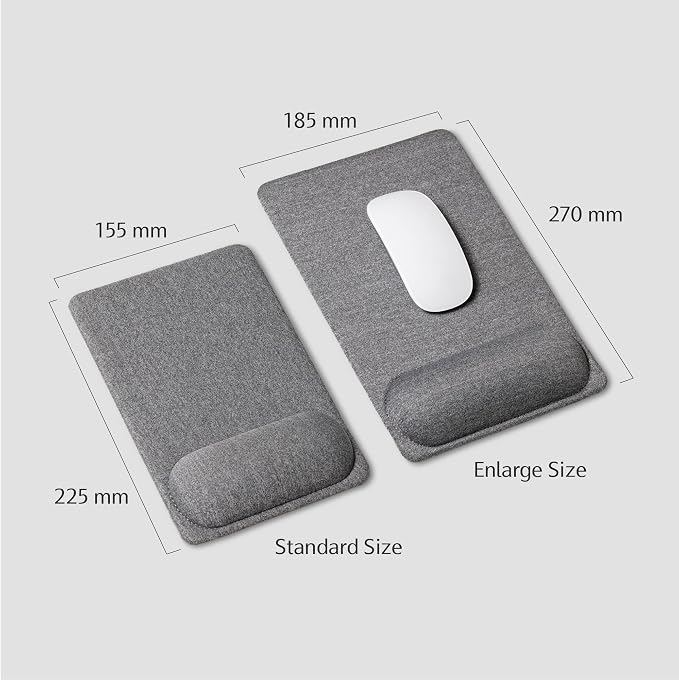 SenseAGE Large Ergonomic Mouse Pad with Wrist Rest Support, Enhanced Comfort & Space, Non-Slip Mouse Mat for Desk, Laptop & Computer, 10.6 x 7.3 inch (Grey)