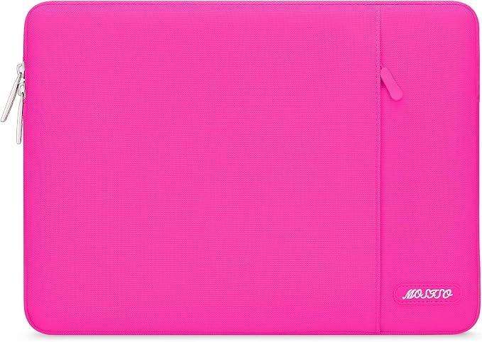 MOSISO Laptop Case 13.3 inch, 13-13.3 inch Laptop Sleeve Compatible with MacBook Air/Pro 13/Pro 14 M5 M4 M3 M2 M1, HP Dell ASUS Lenovo,Polyester Vertical Computer Sleeve Bag with Pocket, Bright Rose