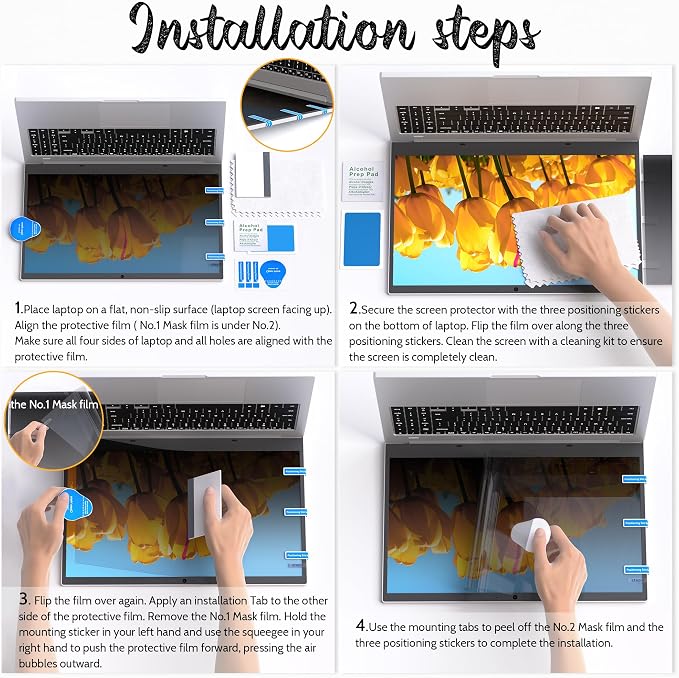360° Privacy Screen for Laptop 13.3 Inch 16:9, 4 Way Computer Monitor Privacy Shield, Anti Glare Blue Light Filter Compatible with Lenovo Hp Dell Acer Asus Thinkpad Envy Xps