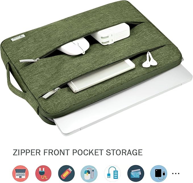 Voova Laptop Sleeve Carrying Case 15.6 16 Inch,Slim Computer Cover Bag Compatible with MacBook Pro 15/16, Dell xps 15,15-16 Inch HP Dell Asus Laptop, Army Green