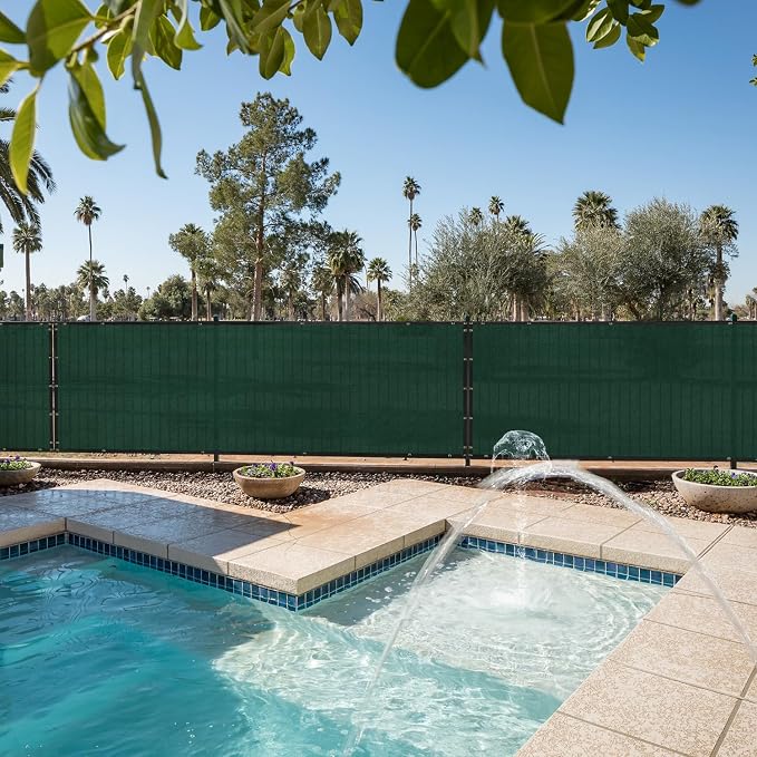 E&K Sunrise 4' x 209' Privacy Fence Screen with Grommets, Outdoor Windscreen Fence Covering Privacy Screen UV Blockage for Backyard Garden Patio, Zip Ties Included (Green)
