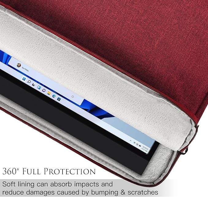 Portable Monitor Case 15.6 Inch, 16.1 Inch Carrying Monitor Sleeve Bag Compatible with Lepow GTEK ViewSonic KYY AOC 15.6" USB-C Portable Display Monitors, 15"x10.8" Wine Red