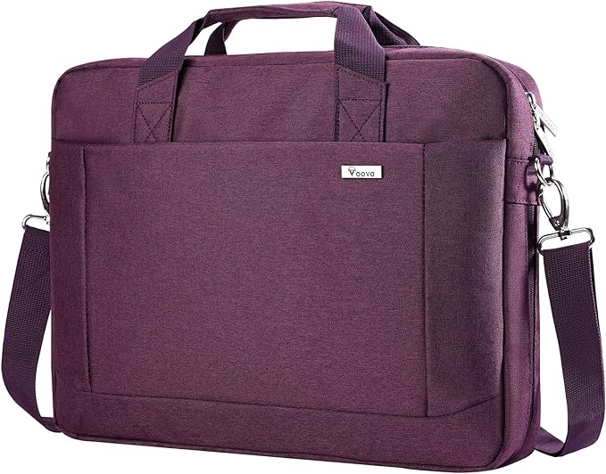 Voova Laptop Bag Case 17 17.3 Inch Computer Sleeve Messenger Bag with Shoulder Strap Expandable Waterproof Large Capacity Business Briefcase for Work Travel Fit 17-18” Laptop, Women Ladies, Purple