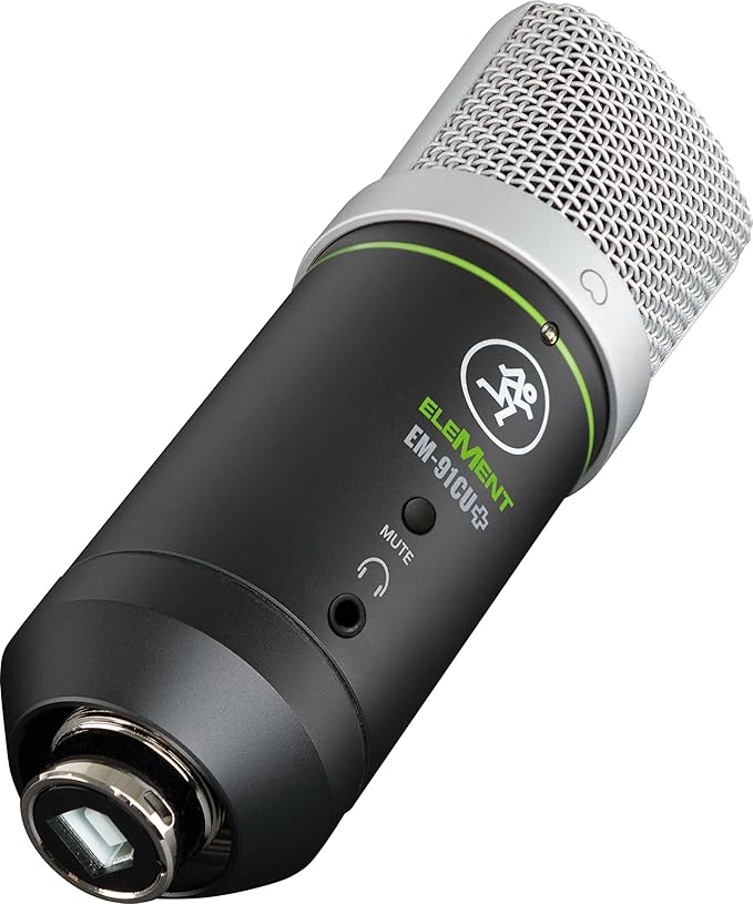 Mackie EM-Series, Large Diaphragm USB Condenser Microphone with Headphone Output and Mute (EM-91CU+), Black