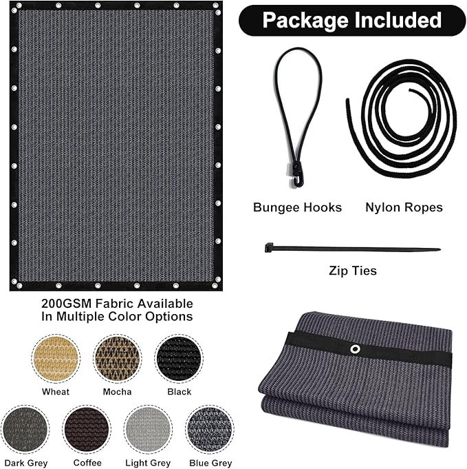 Artpuch 90% Sun Shade Cloth, 3 x 12 FT Pergola Shade Cover Canopy with Grommets, Sun Screen Fabric Tarp for Patio, Outdoor, Garden, Backyard, Dark Grey